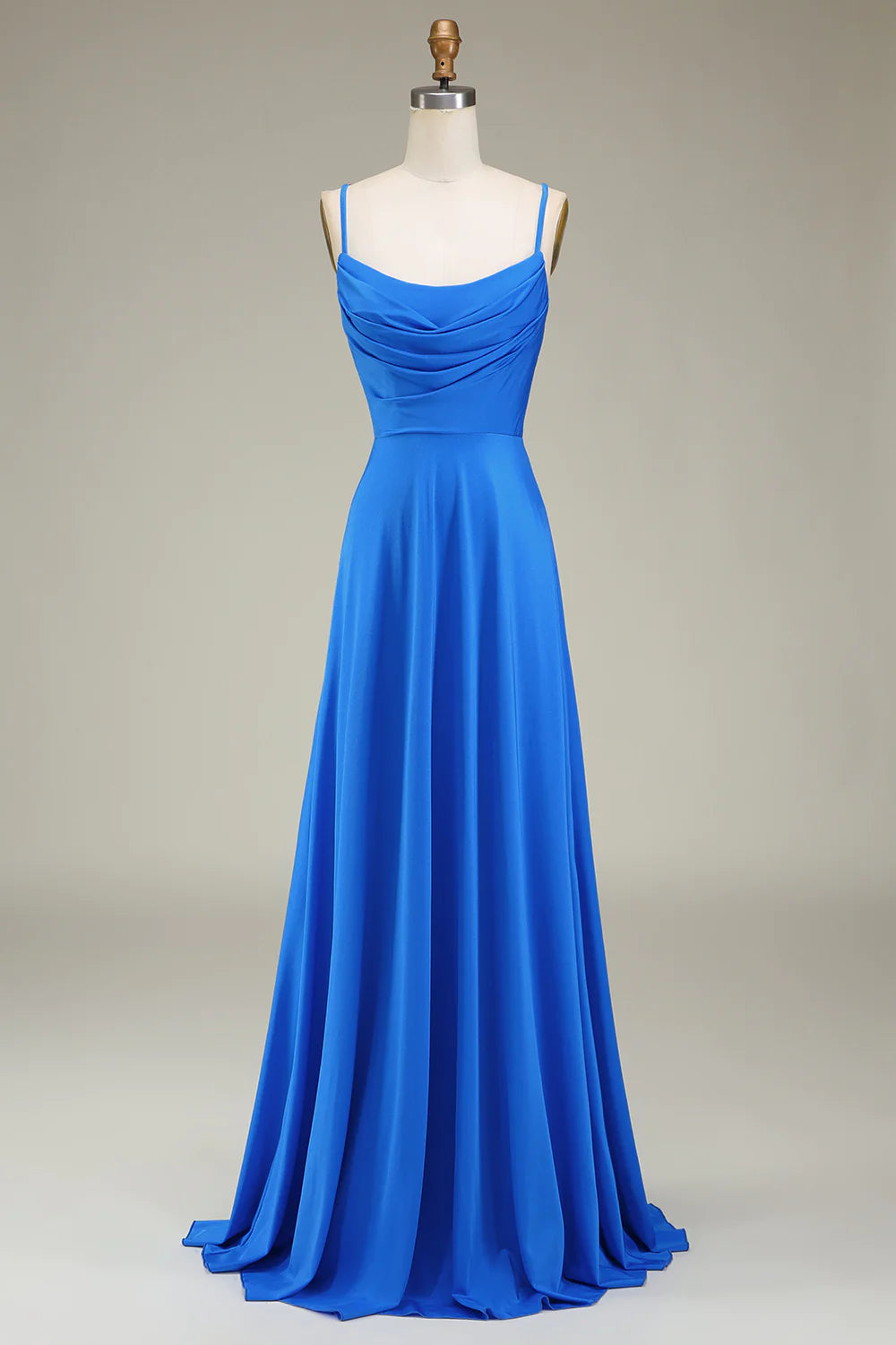 A-line Prom Dress with Pleated Spaghetti Straps